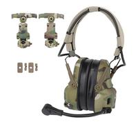 XFLHXY Casque de Communication Tactique avec Adaptateur de Rail Arc, Réduction du Bruit, Amplification NRR 24 DB, Protection Auditive pour Tireurs(CP)