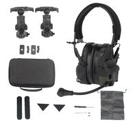 XFLHXY Casque de Communication Tactique avec Adaptateur de Rail Arc, Réduction du Bruit, Amplification NRR 24 DB, Protection Auditive pour Tireurs(BCP)