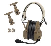 XFLHXY Casque de Communication Tactique avec Adaptateur de Rail Arc, Réduction du Bruit, Amplification NRR 24 DB, Protection Auditive pour Tireurs(Brown)