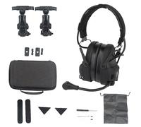 XFLHXY Casque de Communication Tactique avec Adaptateur de Rail Arc, Réduction du Bruit, Amplification NRR 24 DB, Protection Auditive pour Tireurs(Black)