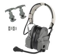 XFLHXY Casque de Communication Tactique avec Adaptateur de Rail Arc, Réduction du Bruit, Amplification NRR 24 DB, Protection Auditive pour Tireurs(Gray)