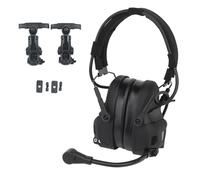 XFLHXY Casque de Communication Tactique avec Adaptateur de Rail Arc, Réduction du Bruit, Amplification NRR 24 DB, Protection Auditive pour Tireurs(Black)