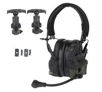 XFLHXY Casque de Communication Tactique avec Adaptateur de Rail Arc, Réduction du Bruit, Amplification NRR 24 DB, Protection Auditive pour Tireurs(BCP)