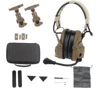XFLHXY Casque de Communication Tactique avec Adaptateur de Rail Arc, Réduction du Bruit, Amplification NRR 24 DB, Protection Auditive pour Tireurs(Brown)
