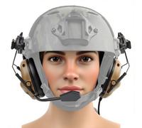 XFLHXY Casque de Tir Tactique avec Adaptateur de Rail Arc, Réduction du Bruit et Prise de Son, Protection Auditive pour Les Sports Airsoft(Brown)