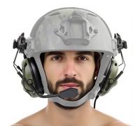 XFLHXY Casque de Tir Tactique avec Adaptateur de Rail Arc, Réduction du Bruit et Prise de Son, Protection Auditive pour Les Sports Airsoft(Green)