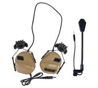XFLHXY Casque Tactique, Interphone À Puissance Illimitée avec Microphone, Casque de Chasse Étanche, Casque Antibruit sans Fonction de Réduction du Bruit(Brown)