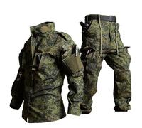 XFLHXY Combinaison Tactique de Camouflage Russe, Combinaisons de Chemise de Combat Tactique pour Hommes, Manteau Coupe-vent Pour Printemps et Automne(Green_L)