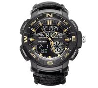 XFLHXY Montre de Survie Tactique 23-en-1 pour Homme, Multifonctionnelle et Étanche, avec Bracelet en Paracorde et Boussole(Color4)