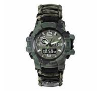 XFLHXY Montre de Survie Tactique 23 en 1 pour Homme, Multifonctionnelle, Étanche, Bracelet Réglable avec Boussole et Bracelet en Paracorde(Color3)
