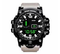 XFLHXY Montre Numérique LED pour Homme, Montres de Sport pour Hommes, Montre Électronique de Fitness, Montres de Sport Militaires Multifonctions, Horloge(Gray)