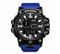 XFLHXY Montre Numérique LED pour Homme, Montres de Sport pour Hommes, Montre Électronique de Fitness, Montres de Sport Militaires Multifonctions, Horloge(Blue)