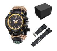 XFLHXY Montre Numérique Militaire de Survie 23-en-1 pour Homme, Multifonctionnelle, Ajustable, Étanche, Sport, Double Cadran, avec Boussole et Bracelet en Paracorde(Color6)