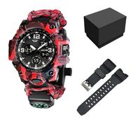 XFLHXY Montre Numérique Militaire de Survie 23-en-1 pour Homme, Multifonctionnelle, Ajustable, Étanche, Sport, Double Cadran, avec Boussole et Bracelet en Paracorde(Color12)