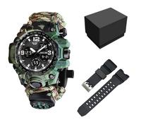 XFLHXY Montre Numérique Tactique Militaire pour Homme, 23 en 1, Multifonctionnelle, Étanche, Style Camouflage, Sport, Double Affichage, Analogique, LED(Color11)