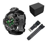 XFLHXY Montre Numérique Tactique Militaire pour Homme, 23 en 1, Multifonctionnelle, Étanche, Style Camouflage, Sport, Double Affichage, Analogique, LED(Color1)