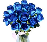 XFLSDHGD 10 pcs Roses artificielles avec des tiges réelles tactiles Faux Velours en Soie Fleurs de Rose DIY Bouquets Arrangements Floraux de fête décor