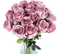 XFLSDHGD 10 pcs Roses artificielles avec des tiges réelles tactiles Faux Velours en Soie Fleurs de Rose DIY Bouquets Arrangements Floraux de fête décor