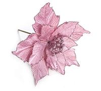 XFLSDHGD 12 PCS Poinsetttia Fleurs artificielles 28 * 24cm Fake Flowers Poinsetttia Couronne de Noël Ornements d'arbre de Noël avec des tiges pour la fête de Mariage de Noël