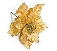 XFLSDHGD 12 PCS Poinsetttia Fleurs artificielles 28 * 24cm Fake Flowers Poinsetttia Couronne de Noël Ornements d'arbre de Noël avec des tiges pour la fête de Mariage de Noël