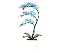 XFLSDHGD 15 "Phalaenopsis Artificiel avec Vase en Porcelaine Vase en Soie intérieure Orchidée Fausses Plantes en Pot Faux Fleurs Arrangements pour Table de Table de Table de Salon décor