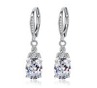 XFLSDHGD Bijoux ovales Pierres précieuses Boucles d'oreilles en Forme de Goutte d'eau pour Femmes émeraude Saphir fiançailles Gouttes d'oreille