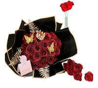 XFLSDHGD Bouquet de Fleurs séchées Exotiques 36 Pack Bouquet de Roses Brillantes DIY Bouquet, Printemps Beau Bouquet de Rose Artificiel pour Les diplômés Birthday de Mariage (Lilas)