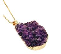 XFLSDHGD Collier de pendentif gilt à dents de cristal primitif géométrique irrégulières