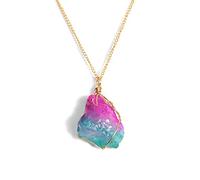 XFLSDHGD Collier pendentif en pierre Gold Chain de forme irrégulière Colliers de charme de mariage coloré