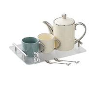 XFLSDHGD Ensemble de thé, Tasse à Eau en céramique ménage et Bouilloire, Tasse d'accueil du Salon, Ensemble de thé l'après-midi avec Plateau de Rangement et cuillère (Un 1pot + 4cups (Plateau carré))