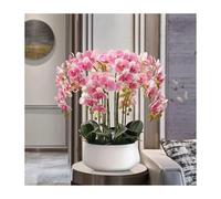 XFLSDHGD Fausse orchidée des Fleurs artificielles en Pot en céramique, Grande Silk phalaenopsis Arrangement de Fleurs Table centres de Table Floral pour Salle à Manger décoration