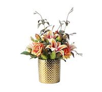 XFLSDHGD Fleurs artificielles avec vase, fausses fleurs dans un vase, arrangements floraux faux pour la décoration de la maison, petite table de table, décoration de fête de mariage au bureau