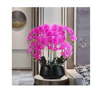 XFLSDHGD Fleurs artificielles en soie d'orchidées en pot noir, grand faux phalaenopsis arrangement pour le bureau à la maison table de salle à manger et salle de bain décoration moderne