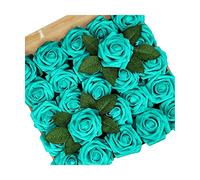 XFLSDHGD Fleurs artificielles pour la décoration 25 PCS Real LAMER Foam Fake Roses avec des tiges de Bouquet de Mariage de Bricolage