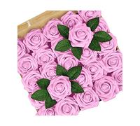 XFLSDHGD Fleurs artificielles pour la décoration 25 PCS Real LAMER Foam Fake Roses avec des tiges de Bouquet de Mariage de Bricolage