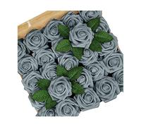 XFLSDHGD Fleurs artificielles pour la décoration 25 PCS Real LAMER Foam Fake Roses avec des tiges de Bouquet de Mariage de Bricolage