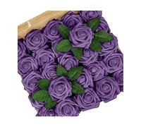 XFLSDHGD Fleurs artificielles pour la décoration 25 PCS Real LAMER Foam Fake Roses avec des tiges de Bouquet de Mariage de Bricolage