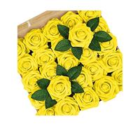 XFLSDHGD Fleurs artificielles pour la décoration 25 PCS Real LAMER Foam Fake Roses avec des tiges de Bouquet de Mariage de Bricolage