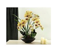 XFLSDHGD Fleurs d'orchidées artificielles avec Simulation de Vase en céramique Phalaenopsis Bouquet Bonsaï Flors de Soie Plantes en Pot