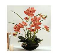 XFLSDHGD Fleurs d'orchidées artificielles avec Simulation de Vase en céramique Phalaenopsis Bouquet Bonsaï Flors de Soie Plantes en Pot