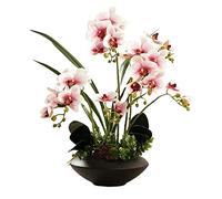 XFLSDHGD Fleurs d'orchidées artificielles avec Simulation de Vase en céramique Phalaenopsis Bouquet Bonsaï Flors de Soie Plantes en Pot