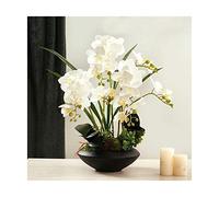 XFLSDHGD Fleurs d'orchidées artificielles avec Simulation de Vase en céramique Phalaenopsis Bouquet Bonsaï Flors de Soie Plantes en Pot
