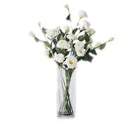 XFLSDHGD Fleurs et vases artificiels de Soie Blanche Hortensia Bouquet de Famille Décoration de Mariage Fake Flowers Table Centre Central Décoration de fête de Mariage