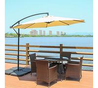 XFLSDHGD Garden Parasols Cantilever Garden Banana Parasol Patio Soleil Soleil, avec Crank Cross Base Hanging Offset Frame de parapluie, 3 mètres, parasols extérieur beige