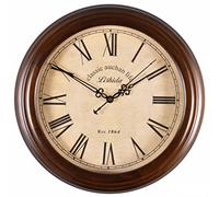 XFLSDHGD Horloge Murale Ronde Horloge Classique rétro rétro Non Cocher Quartz décoratif en Bois Massif Mural Horloge Murale pour Le Salon du Bureau de Cuisine Non coche