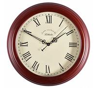 XFLSDHGD Horloge Murale Ronde Horloge Classique rétro rétro Non Cocher Quartz décoratif en Bois Massif Mural Horloge Murale pour Le Salon du Bureau de Cuisine Non coche