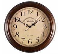 XFLSDHGD Horloge Murale Ronde Horloge Classique rétro rétro Non Cocher Quartz décoratif en Bois Massif Mural Horloge Murale pour Le Salon du Bureau de Cuisine Non coche