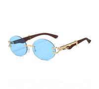 XFLSDHGD Lunettes de soleil rondes sans monture pour homme et femme UV400, bleu, Taille unique