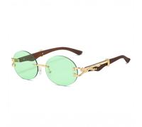 XFLSDHGD Lunettes de soleil rondes sans monture pour homme et femme UV400, Vert, Taille unique