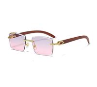 XFLSDHGD Lunettes de soleil vintage pour femmes sans monture carrées mode lunettes de soleil hommes tendance shopping lunettes lunettes UV400, Or rose, Taille unique